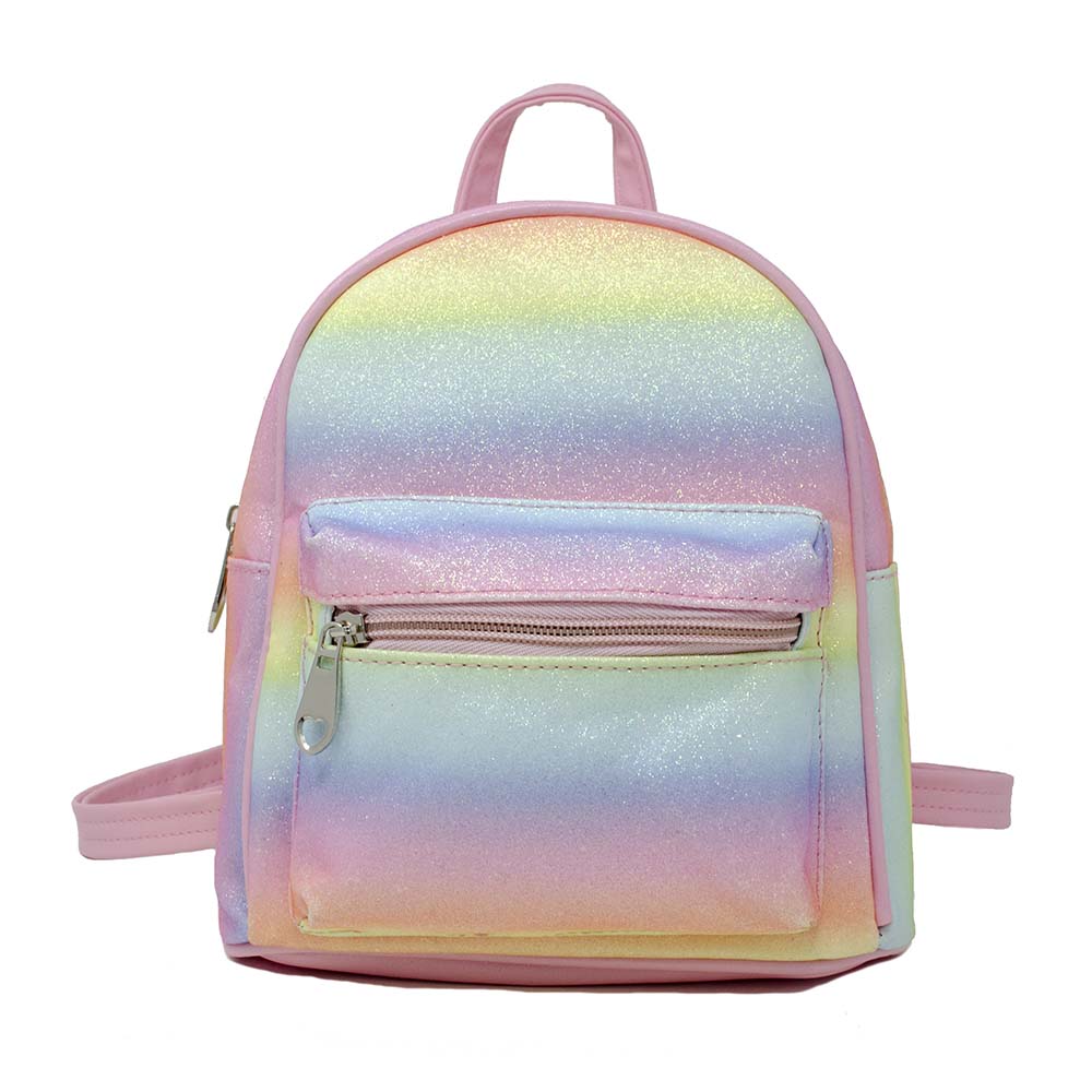 iridescent mini backpack pink Mini Glitter Rainbow Backpack – ESME
