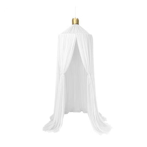 White Canopy with Gold Crown & Poms