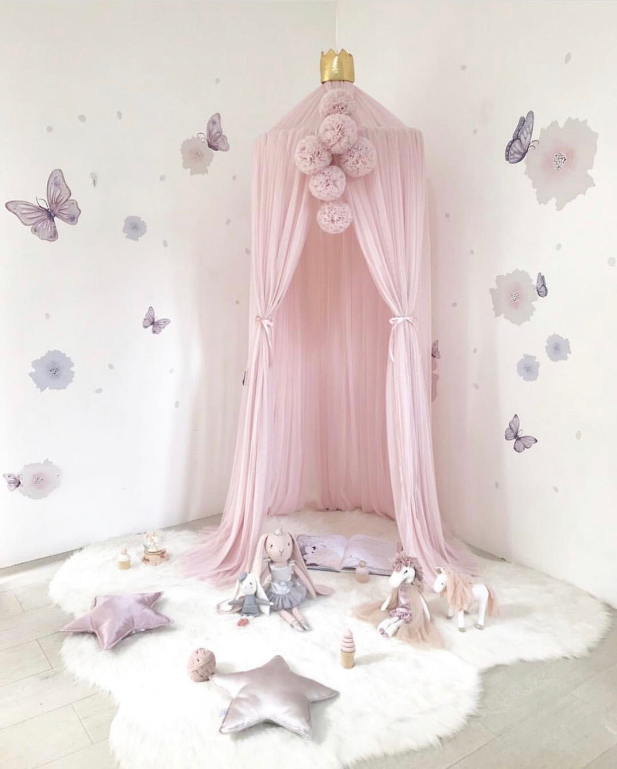 Light Pink Canopy with Gold Crown & Poms - ESME