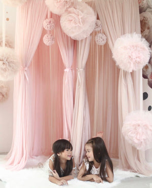 Champagne Canopy with Gold Crown and Poms