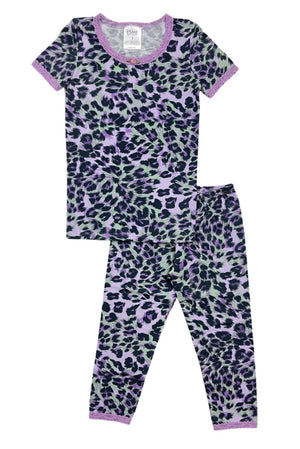 Purple Cheetah Short Sleeve Top & Crop Pants